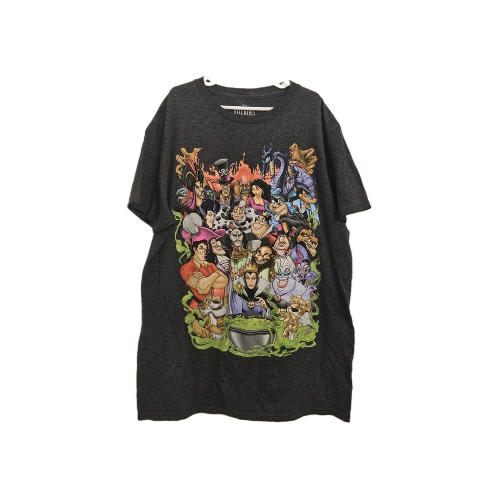 Disney Villains Group Collage Ursula Hook Scar Heather Gray T-Shirt Adult Small